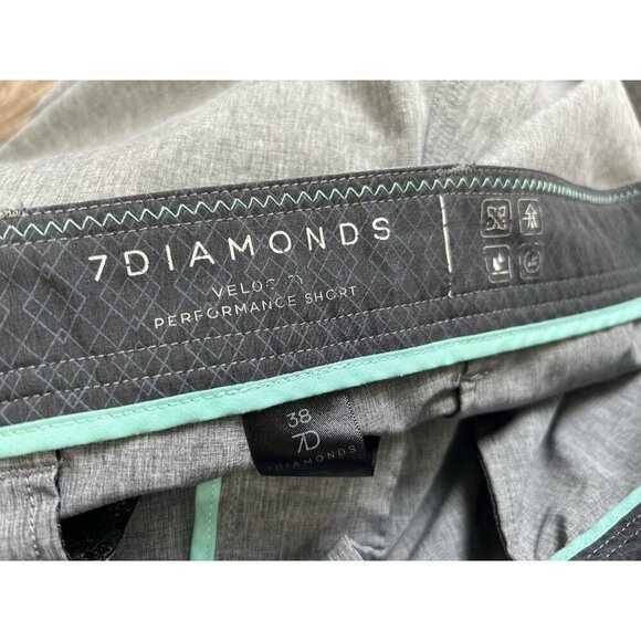 7 Diamonds Velocity Performance Shorts Size 38 Grey 10” Golf Stretch Quick dry - Picture 5 of 6